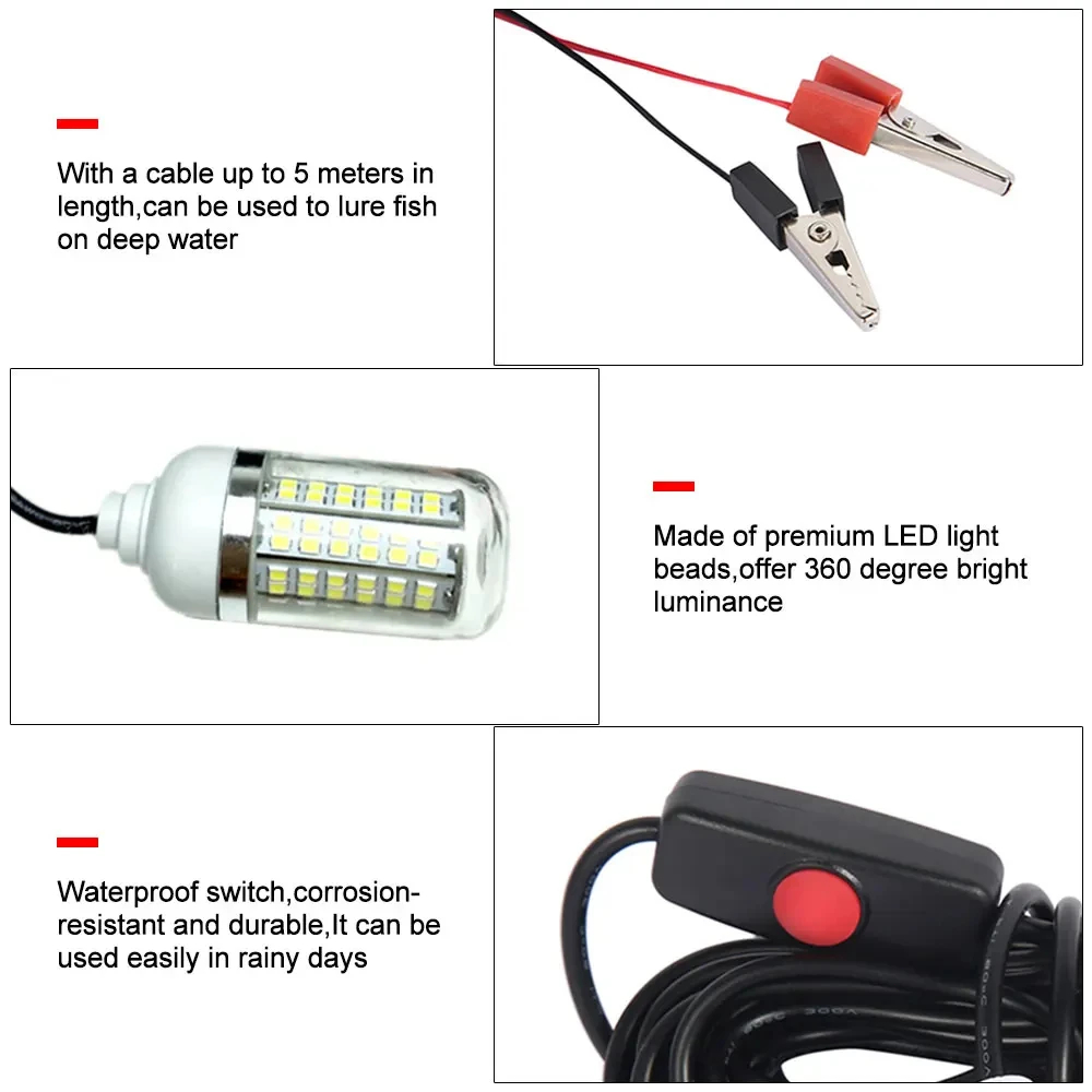 12V Underwater Lamp 15W 108 LE - огляд і ціна Fishing Boat Depth Finder